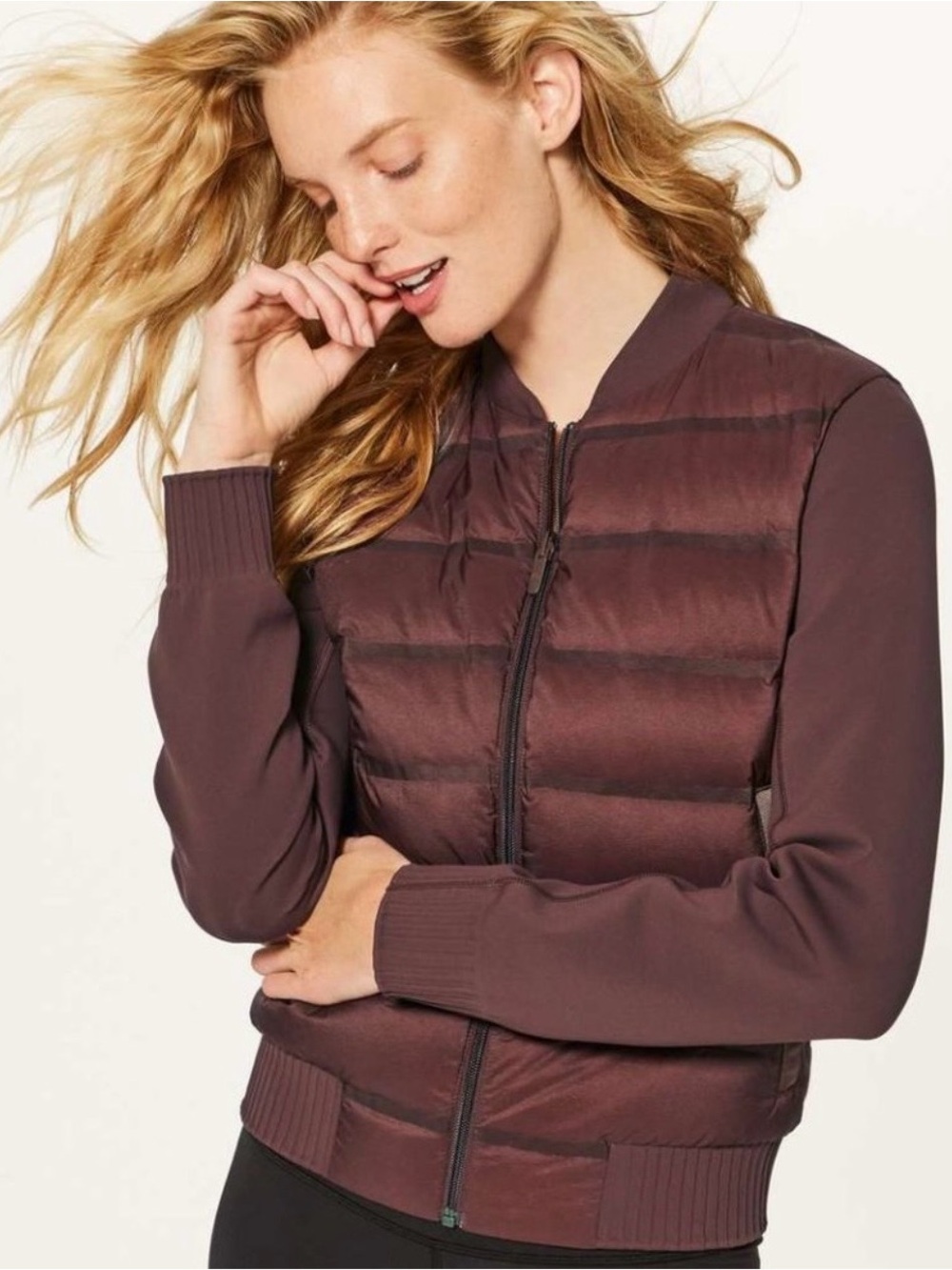 Lululemon Down And Around Reversible Bomber In Dark Cedar Size 2